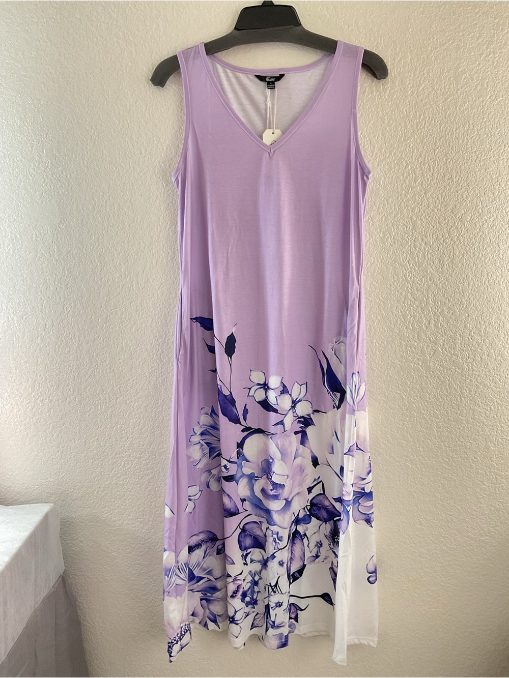 Shall We Sleeveless Lavender Floral Maxi Lounge Dress Summer Everyday Wear